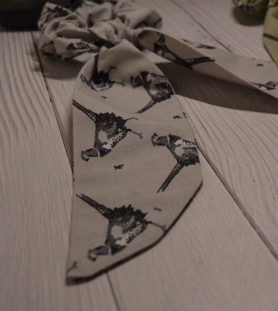 Pheasant scrunchie with tails