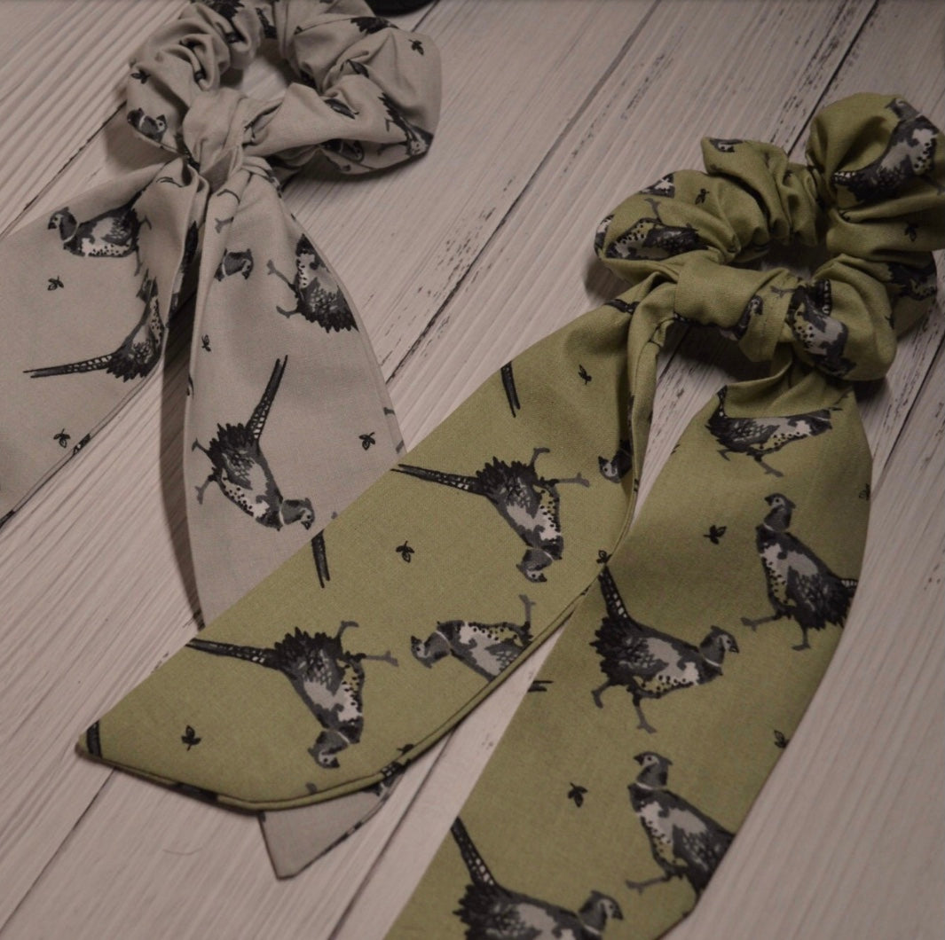 Pheasant scrunchie with tails