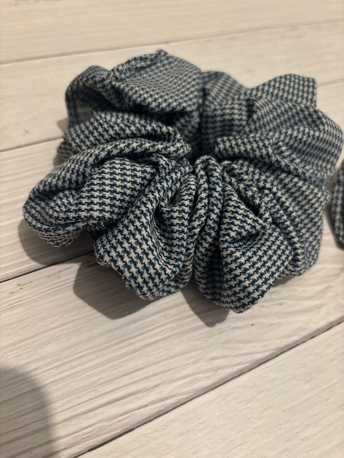 Blue checked scrunchies