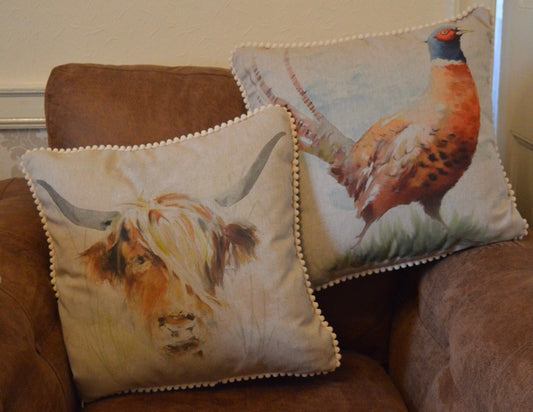 Highland cow cushion