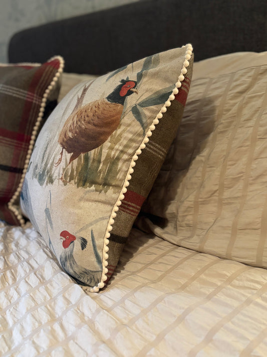Pheasant Pom Pom cushion